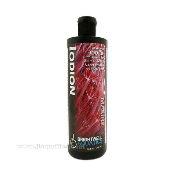 Flacone nero di Brightwell Aquatics Iodion per acquari marini da 500 ml per litri d’acqua