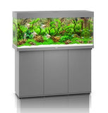 Acquario JUWEL Rio completo accessoriato con piante verdi e mobile grigio